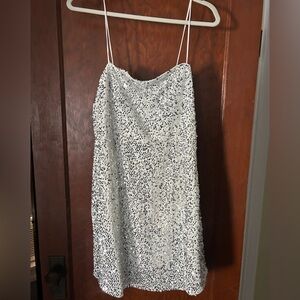 Chic Strapless White Sequin Dress